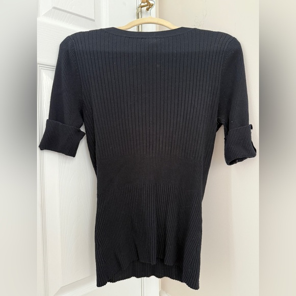 Cache Black Ribbed Knit Top - Picture 2 of 3
